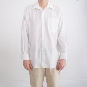 Vtg Givenchy White Cross Pattern Cotton Blend Button Down Dress Shirt 15.5 32/33